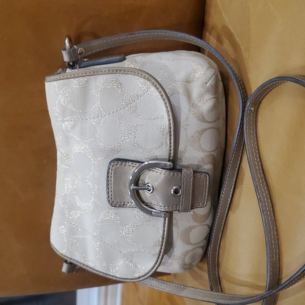 Coach Soho Vintage Canvas & Leather Gold Monogrammed Crossbody Bag - Picture 15 of 17